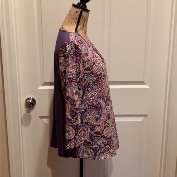 Van Heusen purple paisley print Top - Picture 4 of 5